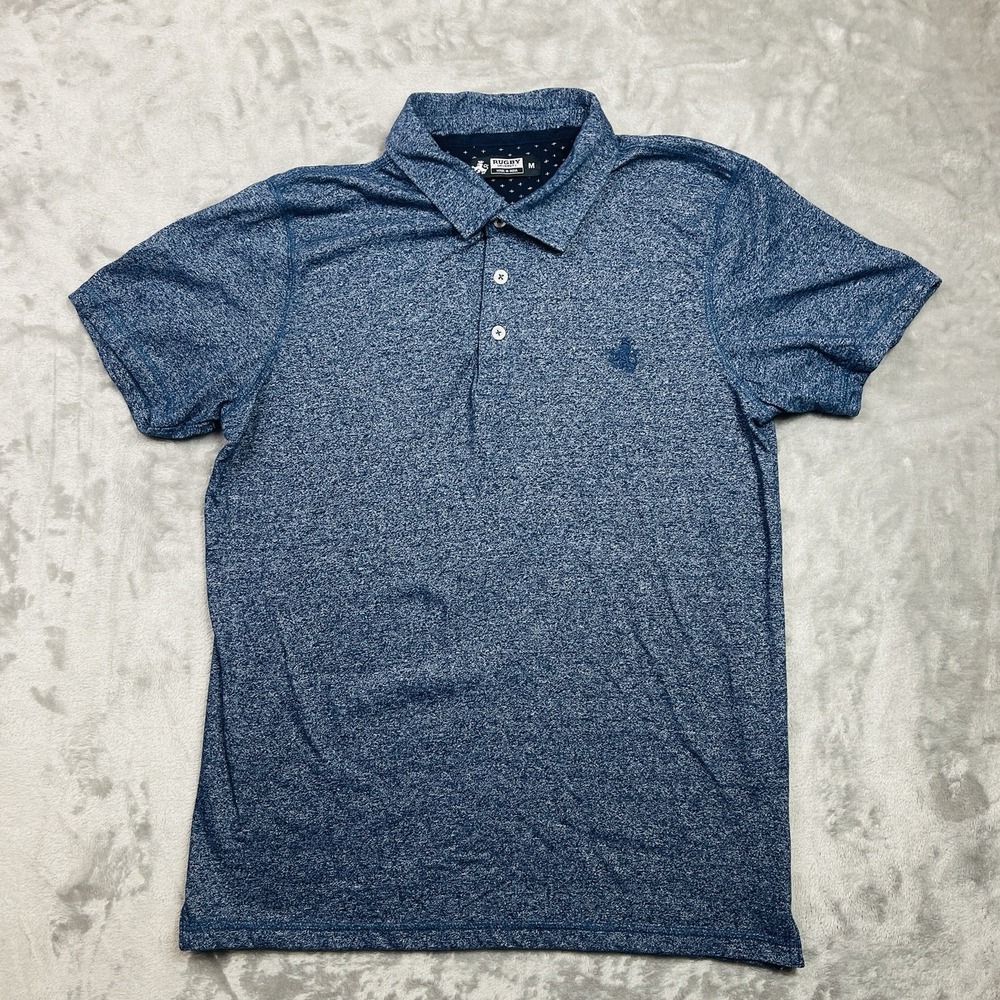 Rugby University Mens Polo Shirt Medium Short Sleeve Blue Comfort Fit Collared